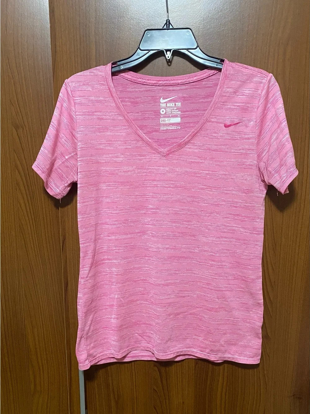 Nike Pink Heathered V-Neck Short Sleeve Tee